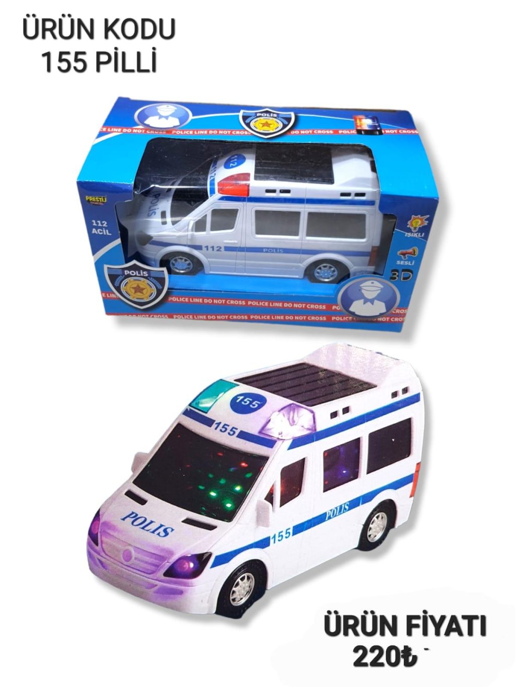 155 PİLLİ KUTULU PİLLİ IŞIKLI POLİS İMDAT
