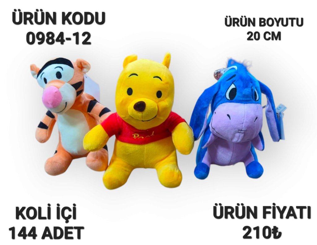 0984-12 25CM PELUŞ KARIŞIK POOH SERİSİ