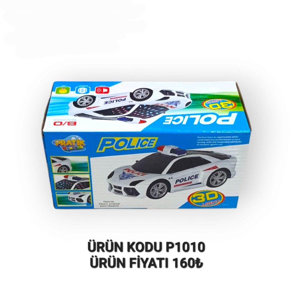 P-1010 PİLLİ 3D İŞİKLI POLİS ARABASI